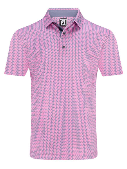 FootJoy Leaf Print Lisle Polo Shirt - Pink/Purple Dusk