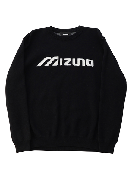 メンズウェア Mizuno NVG Classic Logo Crew Neck Knit Mizuno Monogram M Crew Neck Sweater - Black | GolfBox