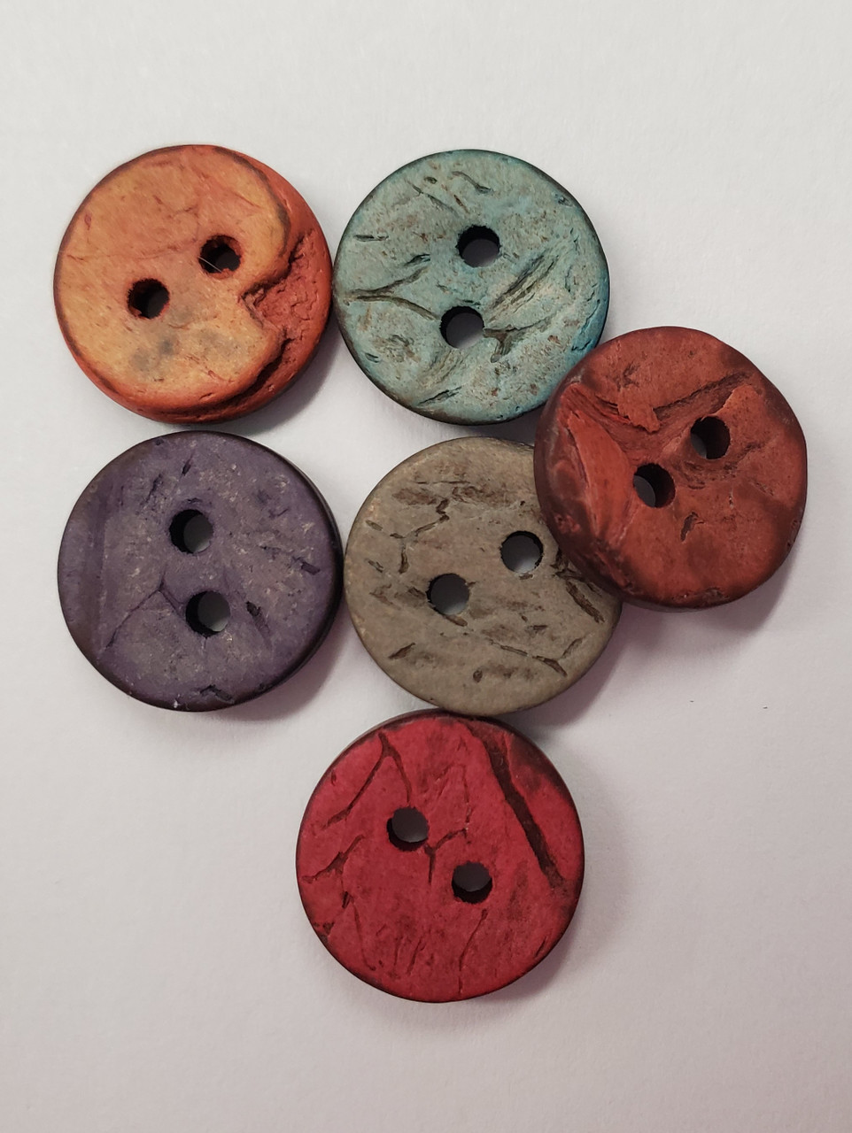 Artisan Buttons 1/2 - 7 hand dyed coconut buttons - Islander Sewing