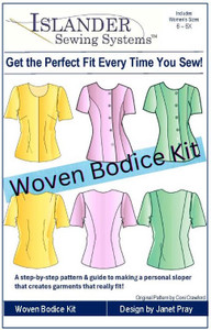 01-CS1303 Woven Bodice Fit Kit Deluxe #2 without DVD:  Three Patterns: CS1301, CS1302 and CS1201, 3 yards premium muslin, 6 yards of dotted pattern paper. $86.40 (retail value $108))