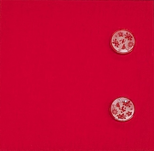 Lipstick Red, 82% Rayon, 18% Nylon with 6 red floral Iridescent Buttons DO NOT ADD TO CART