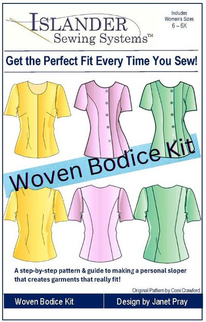 01-CS1303 Woven Bodice Fit Kit Deluxe #2 without DVD:  Three Patterns: CS1301, CS1302 and CS1201, 3 yards premium muslin, 6 yards of dotted pattern paper. $86.40 (retail value $108))