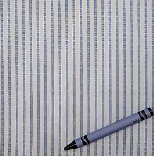 S6: White/Denim Blue Stripe, 100% Cotton Shirting 58" wide. $8.99 per half yard