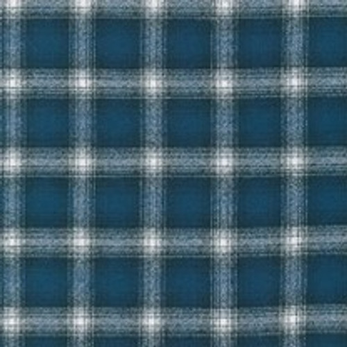 U02: Royal Blue & Black Organic Flannel Plaid, 100% Cotton, 44" wide. $8.99 per half yard. 