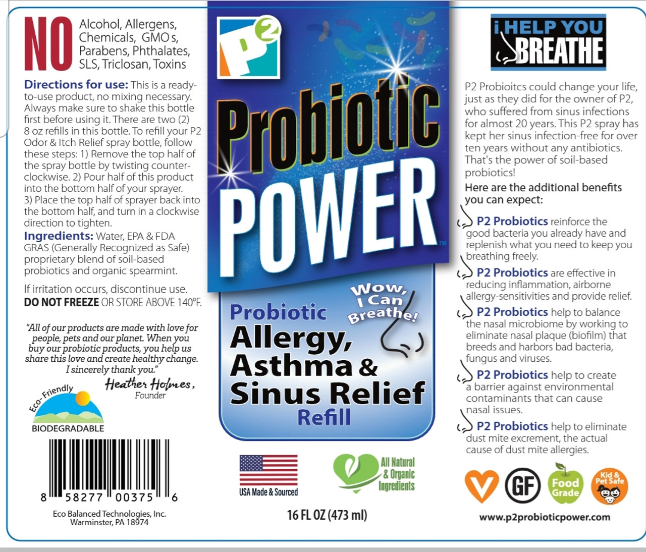 Allergy Spray Saver Combo A (3 items) - Muliti-Room Spray 10oz PLUS Travel  Spray 2oz PLUS Refill 16 oz - P2 Probiotic Allergy/Asthma/Sinus Relief - I  Help You Breathe - P2 Probiotic Power