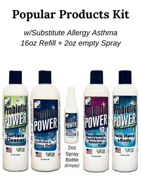 P2 - Kit - Most Popular Products - Mouthwash 12oz + Body Wash 12oz + Allergy empty Spray 2oz + Allergy Refill 16oz + Surface 12oz (Product Image v2.8)