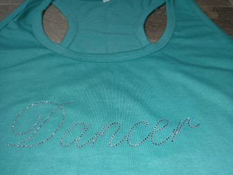 Rhinestone "Dancer" Teal Tank