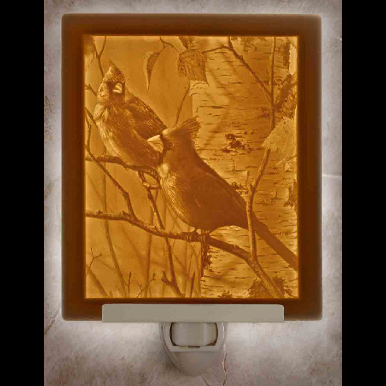 The Porcelain Garden Cardinals Lithophane Night Light