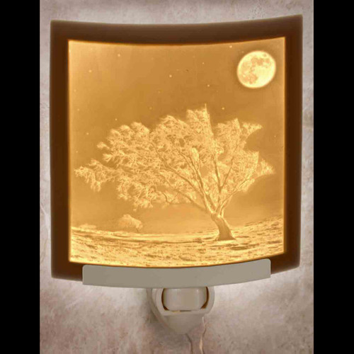 curved porcelain lithophane night light