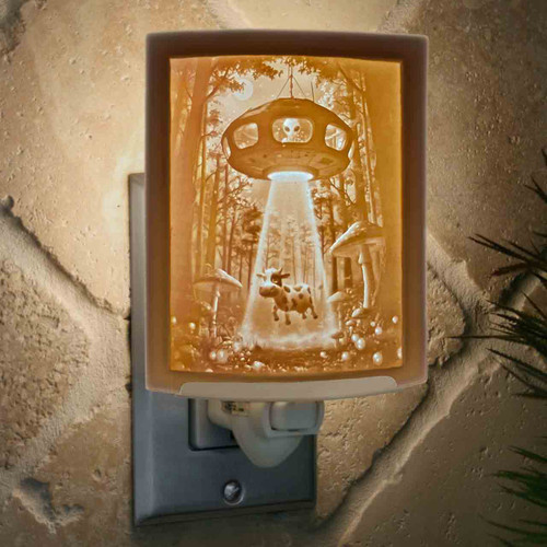 "WE ARE NOT ALONE!" UFO LITHOPHANE NIGHT LIGHT - NR362