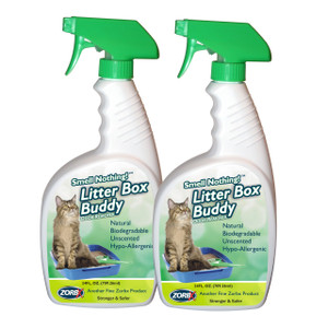 Eliminate cat urine odors instantly with ZORBX unscented 24 oz. Litter Box Buddy value pack