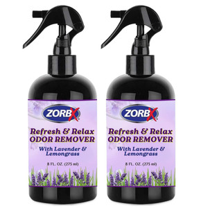 ZORBX Refresh & Relax Odor Remover Spray w/Lavender & Lemongrass (8 Fl Oz, 2 Pack)
