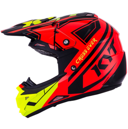 KYT Cross Over MX Helmet KTime Red/Yellow Flo