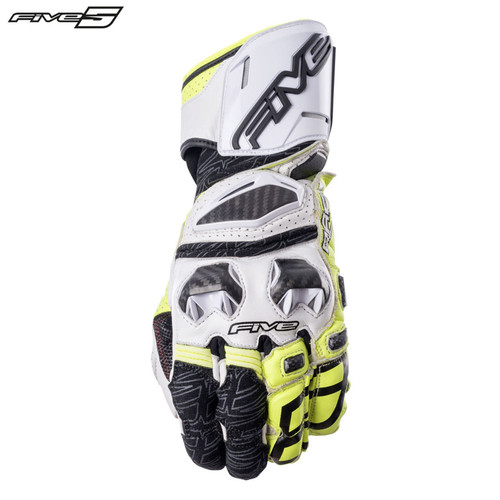 Five RFX Race Adult Gloves White/Flo Yellow