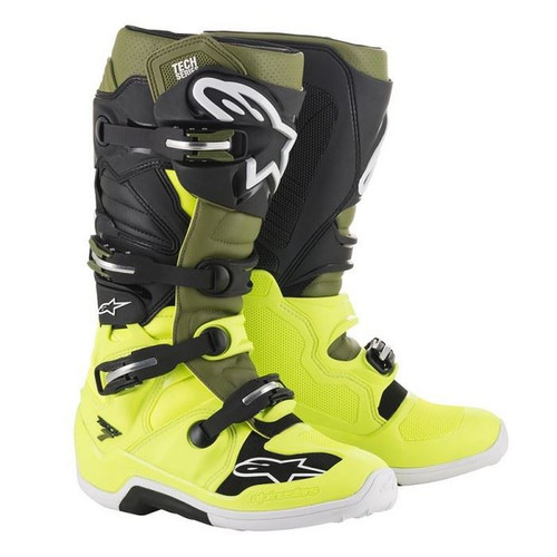 Alpinestars Tech 7 Motocross Boots Yellow Flou/Miliary Green/Black