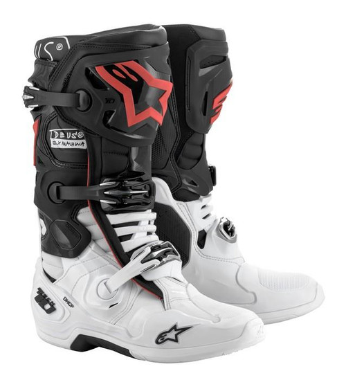 ALPINESTARS TECH 10 BOOT LIMITED EDITION DEUS EX MACHINA BLACK/WHITE/RED