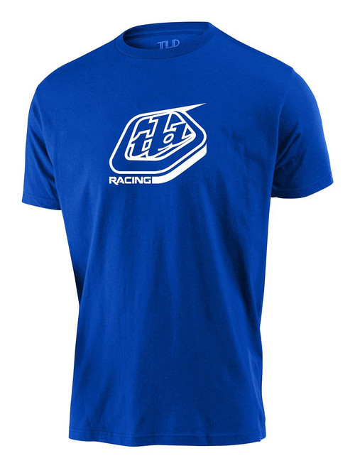 TLD Men's T-Shirt Racing Shield Blue Troy Lee Designs Casual Short Sleeved