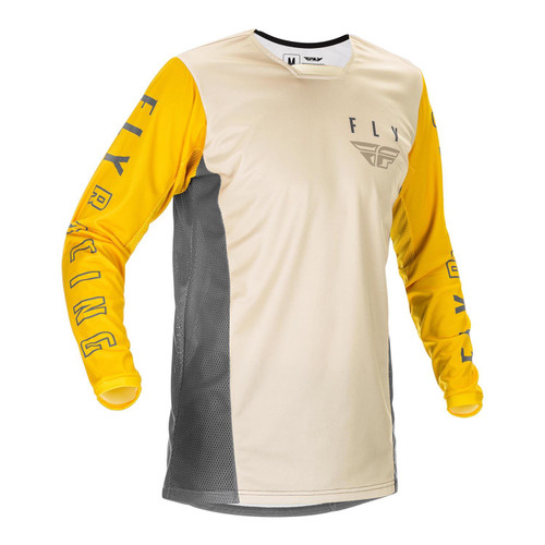 Fly Racing 2021 Kinetic K121 Adult MX Jersey Mustard/Stone/Grey