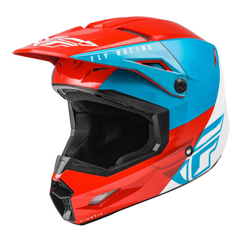 Fly Racing 2022 Kinetic Straight Edge MX Helmet Red/White/Blue