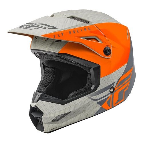 Fly Racing 2022 Kinetic Straight Edge MX Helmet Matt Orange/Grey