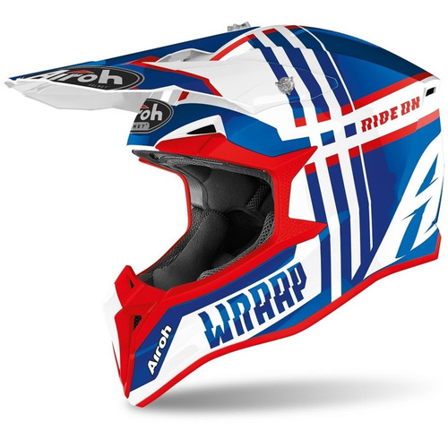 AIROH WRAAP BROKEN BLUE/RED GLOSS HELMET