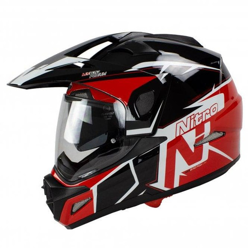 Nitro MX670 Podium Adult Adventure DVS Helmet White/Black/Red