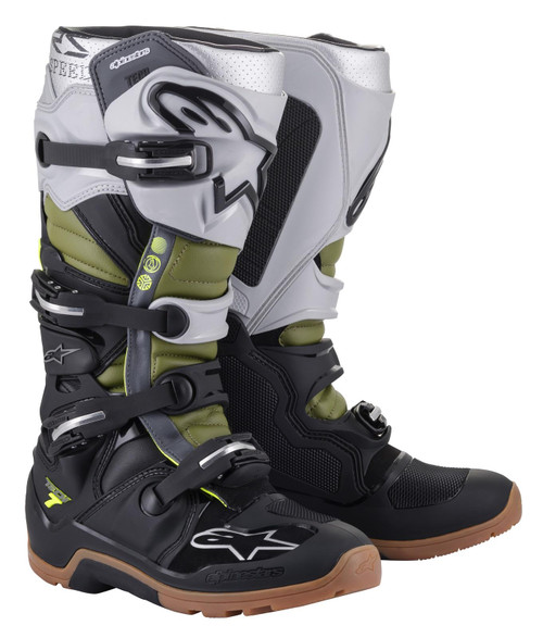 Alpinestars Tech 7 Adult Enduro Boots Black/Silver/Military Green