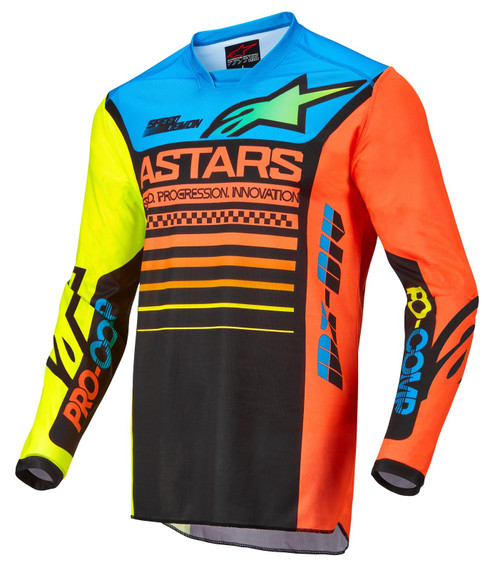 Alpinestars 2022 Youth Racer Compass MX Jersey Black/Yellow Fluo/Coral