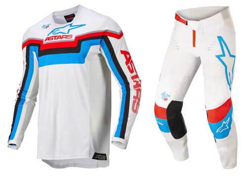 Alpinestars2022 Adult Techstar Quadro MX Combo Off White/Blue Neon/Bright Red