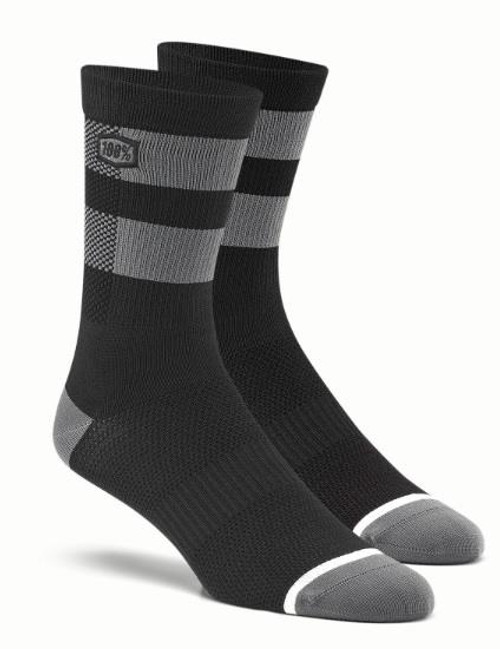 100% Adult Flow Performance MTB Socks Black/Grey