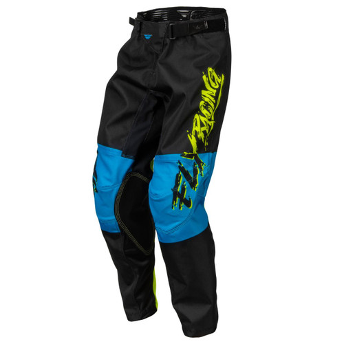 Fly 2023 Youth Kinetic Khaos MX Pant Hi-Vis/Black/Cyan