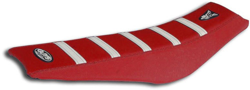 GUTS Racing Ribbed VS seat cover Red w White Ribs CRF450 2021 GUTS Racing Ribbed VS seat cover Red w White Ribs CRF450 2021