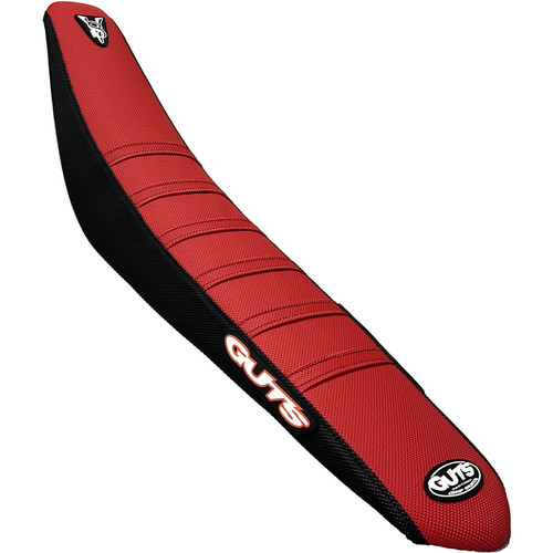 GUTS Racing Ribbed VS seat cover black side, red rib, red top CRF450 21 GUTS Racing Ribbed VS seat cover black side, red rib, red top CRF450 21