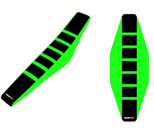 RFX Pro Ribbed Seat Cover Kawasaki (Black Side/Black Top/Green Rib) KX85 14-23