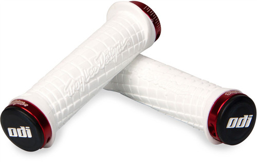 ODI Troy Lee Designs Lock On Grips 130mm - White / Red