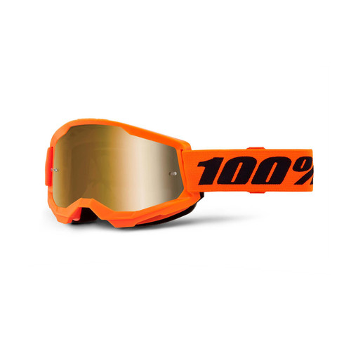 100 Percent STRATA 2 Goggle Neon Orange - Mirror Gold Lens
