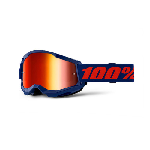 100 Percent STRATA 2 Goggle Navy - Mirror Red Lens