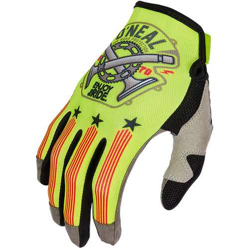 O'NEAL V.24 MAYHEM PISTON ADULT MX GLOVE NEON YELLOW/BLACK/RED