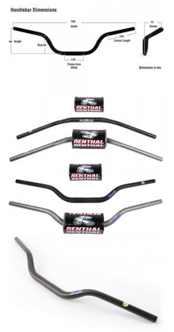 RENTHAL HANDLEBAR 814-01-TT FATBAR TITANIUM KAWASAKI KFX 450 08+