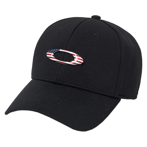Oakley Casual Lifestyle Cap (Tincan Black/American Flag) Size L/XL