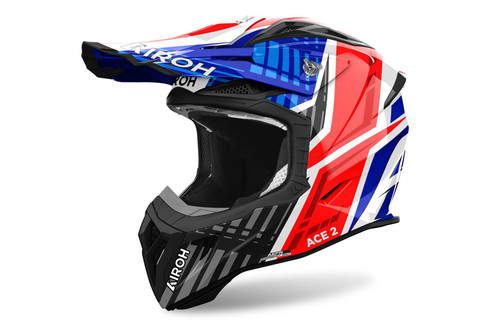 Airoh Aviator Ace 2 Proud Blue/Red Gloss Adult MX Helmet