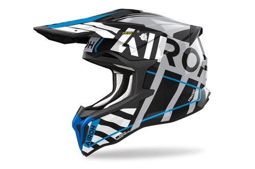 Airoh Strycker Brave Blue/Grey Gloss Adult MX Helmet