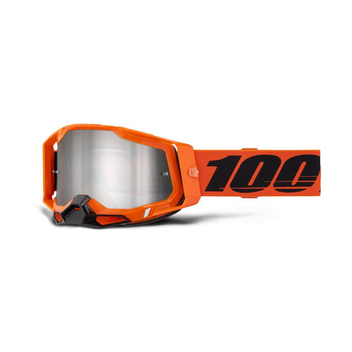 100 PERCENT RACECRAFT 2 Goggle Neon Orange - Mirror Silver Flash Lens