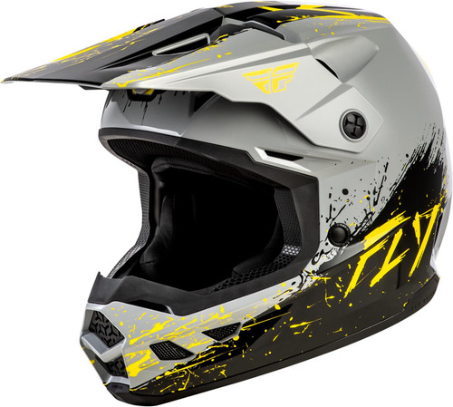 Fly Racing Youth Kinetic Drip MX Helmet Grey Black Yellow