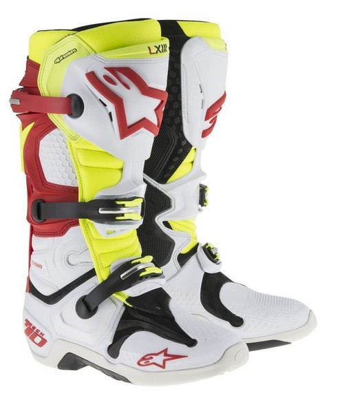 Alpinestars Tech 10 Boots White/Red/Neon