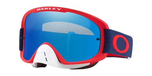 Oakley O Frame 2.0 Red/Navy MX Goggles w/Black Ice Iridium & Clear Lens