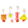 DOG TOY PLUSH W/ROPE 4 ASST FOODS HANG TAG IN PDQ #P32587