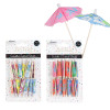 UMBRELLA COCKTAIL STICKS 15CT 4IN 4ASST FRUITS/FLORAL PRINTS 2X12PC MDSGSTRIPS/EA PARTY BLC