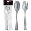 SERVING SPOON/FORK SET SILVER PLATED PLASTIC IN PARTY/PB
