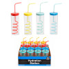 WATER BOTTLE PLASTIC W/STRAWS WINGTOP SPOUT ANTI-SKID GRIP 27OZ/HT BPA FREE 3AST CLR/12PC TRAYDISPY